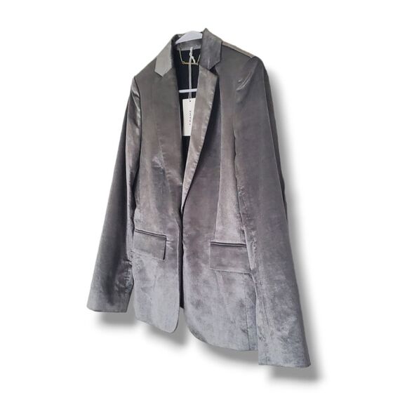 NWT FRAME Classic Blazer in Grey Velvet Sz 4 - Picture 6 of 16